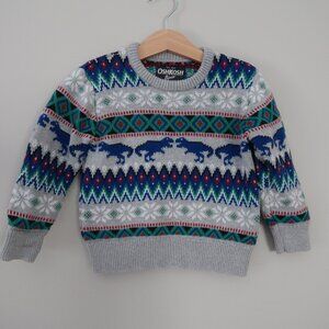 Oshgosh B'gosh Boys Fair Isle Dinosaur Christmas Sweater 2T